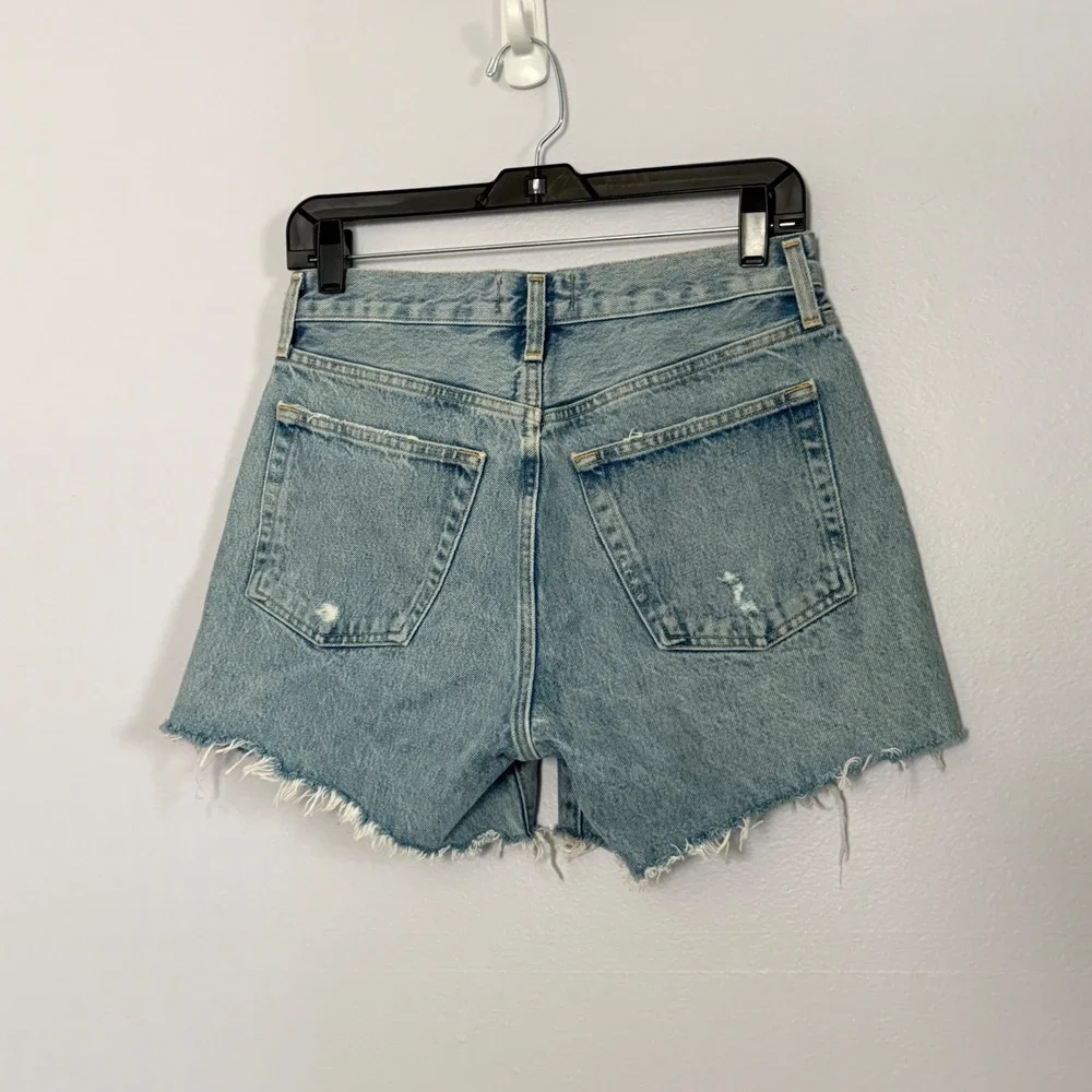 Agolde Parker Long Distressed Denim Cut Off Shorts - 25